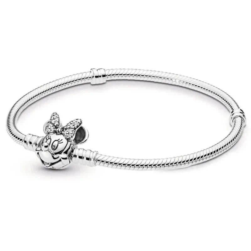 Sterling Silver Mickey Shell Charm Bracelet