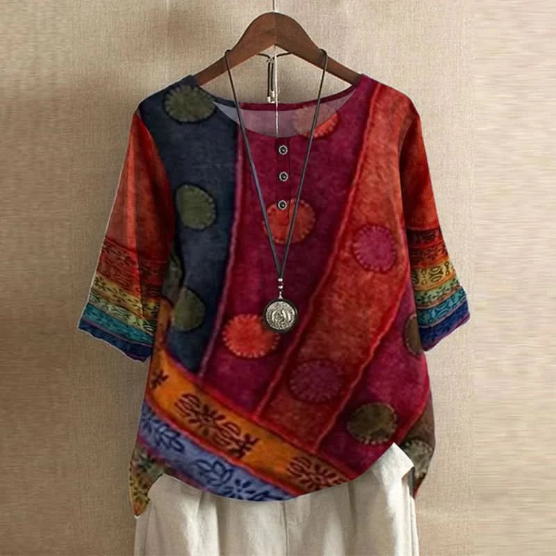 Ruby | Dames Bloemen Print Ronde Hals Top