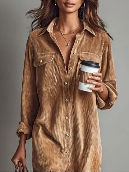 Estela | Losse midi corduroy jurk