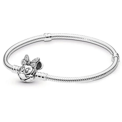Sterling Silver Mickey Shell Charm Bracelet