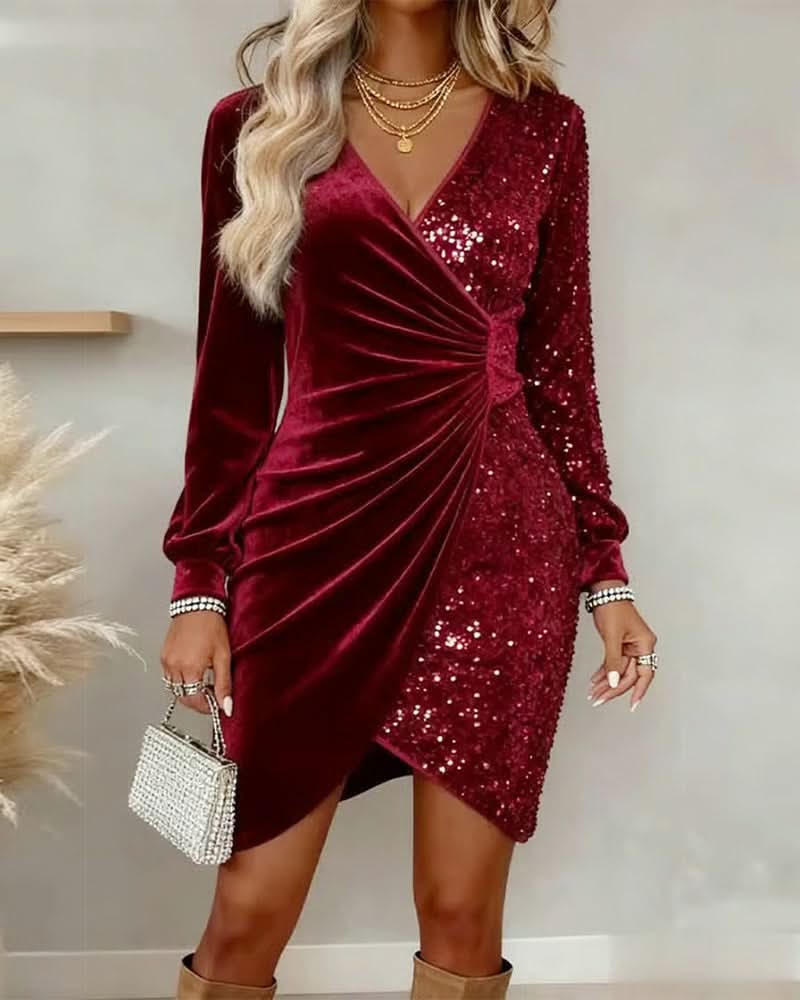 Emilia | Feestelijke Midi Jurk met V-hals
