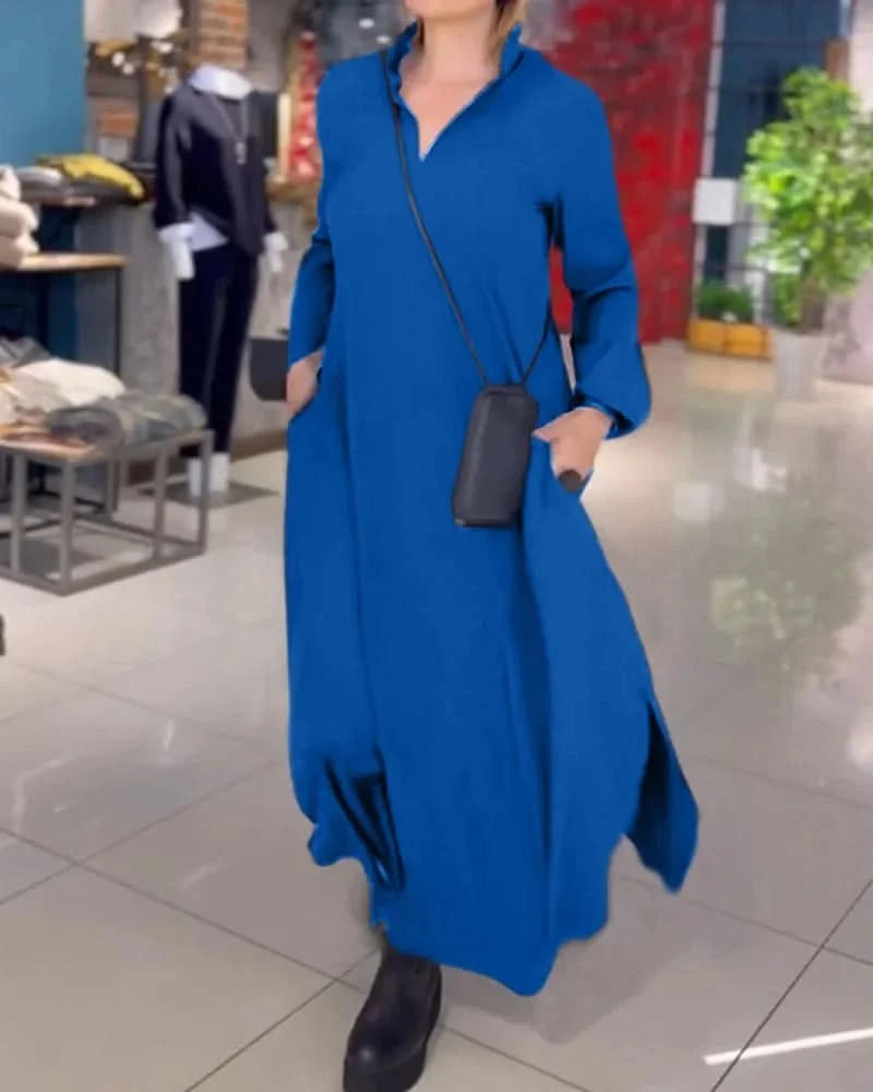 HELENA™ | Lange Jurk met Elegante Zijsplitten en Tijdloos Comfort