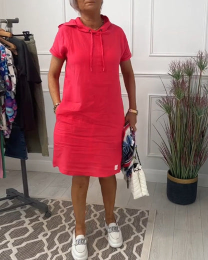 INES | Casual Jurk met Kap en Korte Mouwen Perfect voor de Zomer