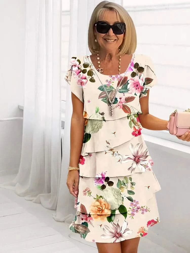 GIOIA | Lange Bloemenjurk met Een Flatterende en Elegante Pasvorm