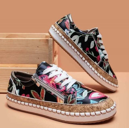 FLORIANA | Orthopedische Sneakers met Uniek Vintage Bloemontwerp