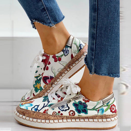 FLORIANA | Orthopedische Sneakers met Uniek Vintage Bloemontwerp