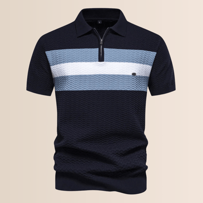 Heren poloshirt met gestreept breiwerk