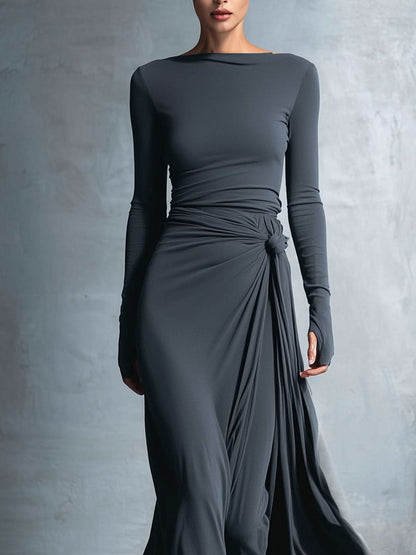 MARIT™ | Maxi Jurk met Tailleaccent en Vloeiende Elegantie voor Tijdloze Avonden
