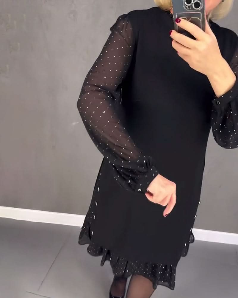 ELIANA | Elegante Jurk met Transparante Mouwen en Flatterende Snit voor Herfstgelegenheden