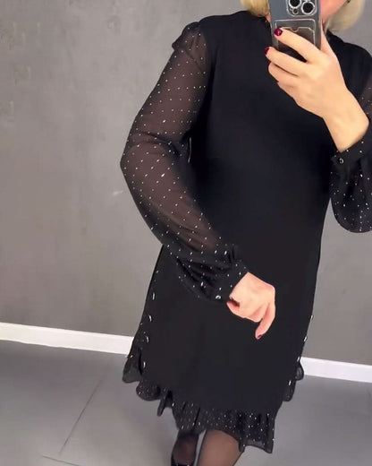 ELIANA | Elegante Jurk met Transparante Mouwen en Flatterende Snit voor Herfstgelegenheden