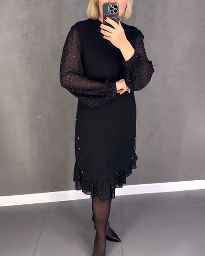 ELIANA | Elegante Jurk met Transparante Mouwen en Flatterende Snit voor Herfstgelegenheden