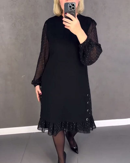 ELIANA | Elegante Jurk met Transparante Mouwen en Flatterende Snit voor Herfstgelegenheden