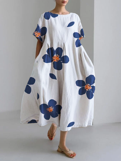 CATERINA | Lange Zomerjurk met Levendige Bloemen en Zachte Comfort voor Zonnige Dagen