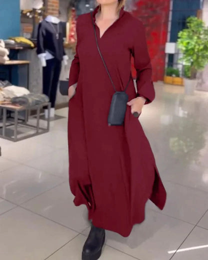 HELENA™ | Lange Jurk met Elegante Zijsplitten en Tijdloos Comfort