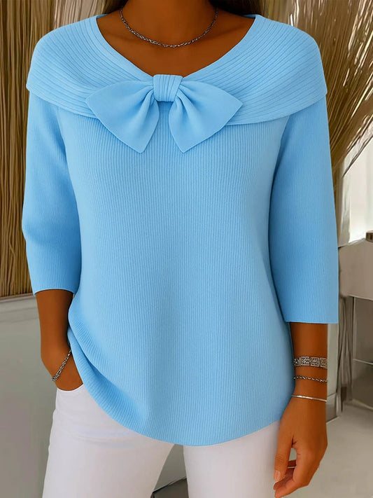 Grace | Dames Top met Strikdetail en Driekwart Mouwen