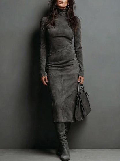 Lorena | Lange midi jurk bruin