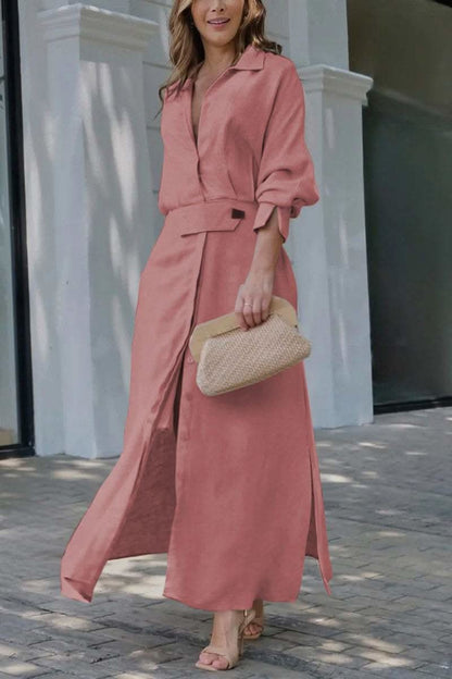 ELISABETTA | Maxidress Elegante met V-hals en Vloeiende Snit voor de Chic Zomer