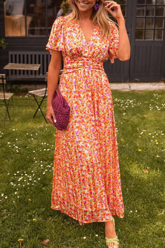 Mariella | Lange Bloemenjurk met Romantische en Lichte Stijl