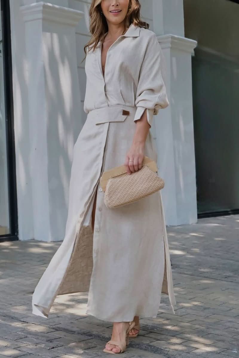 ELISABETTA | Maxidress Elegante met V-hals en Vloeiende Snit voor de Chic Zomer