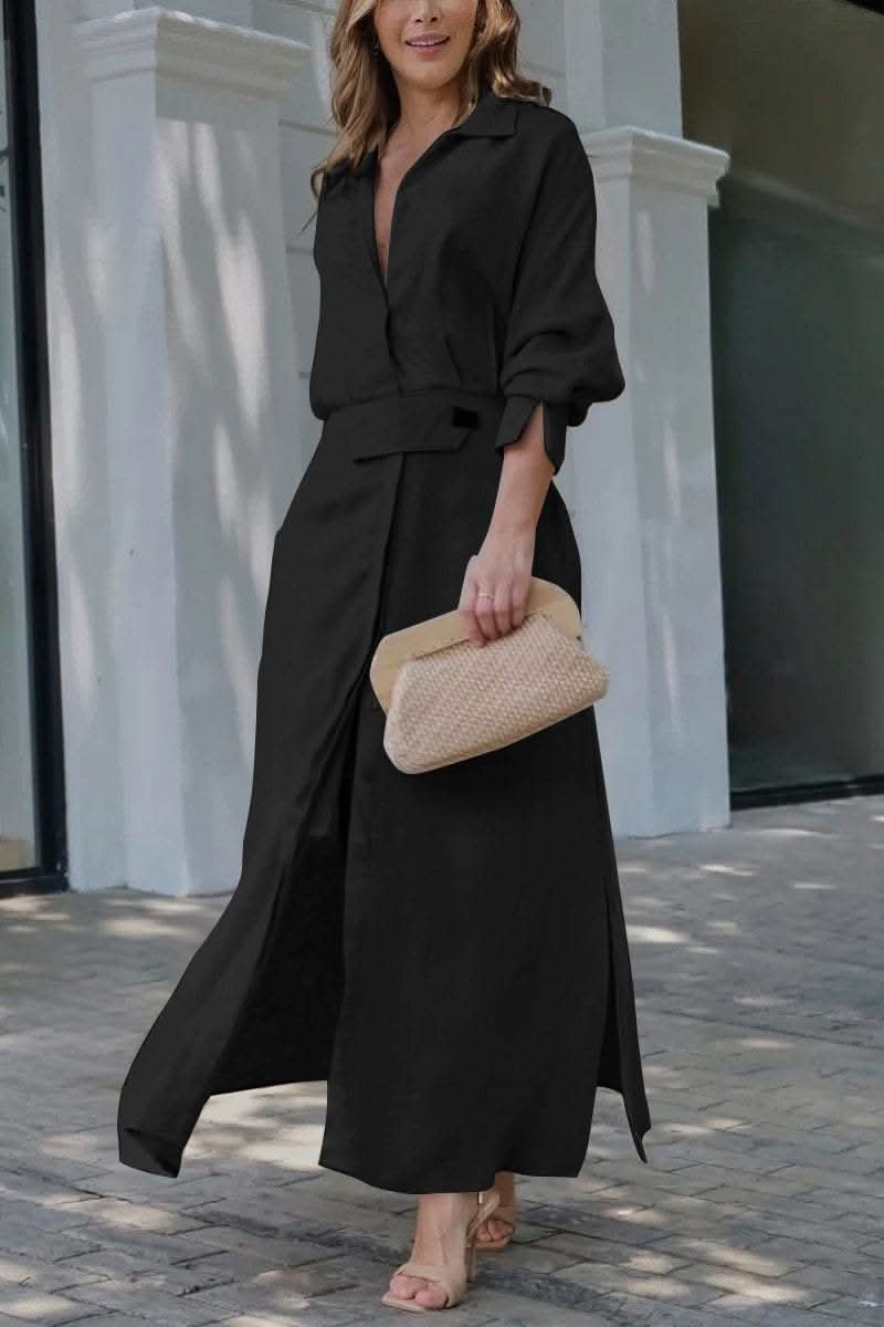 ELISABETTA | Maxidress Elegante met V-hals en Vloeiende Snit voor de Chic Zomer