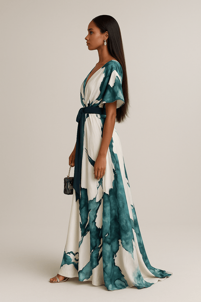 SERENA | Lange Jurk die je Look Transformeert met Elegantie en Artistieke Flair