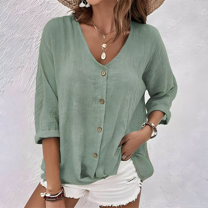 Juliana | Dames Knoop Voor V Hals Casual Top