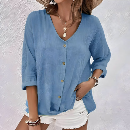Juliana | Dames Knoop Voor V Hals Casual Top