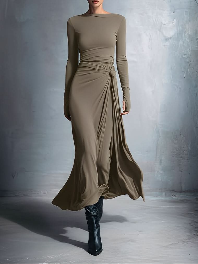 MARIT™ | Maxi Jurk met Tailleaccent en Vloeiende Elegantie voor Tijdloze Avonden