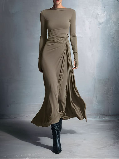 MARIT™ | Maxi Jurk met Tailleaccent en Vloeiende Elegantie voor Tijdloze Avonden